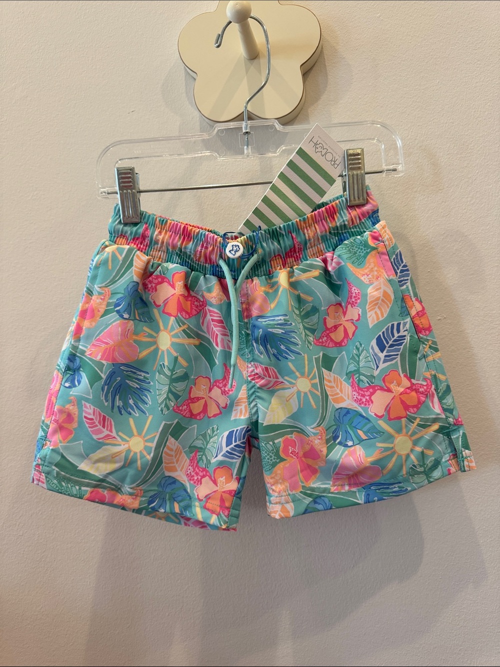 NWT Prodoh Boys Boogie Board Swim Trunks, Tropical Floral size 4t